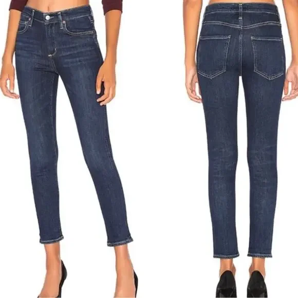 Agolde Sophie High Rise Crop Raw Hem Skinny Jeans Stretch Denim Size 31 Preppy